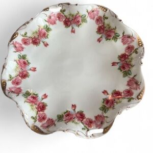 Vintage Wittelsbach Germany Platter Dish  Rose Pattern Gold Accents